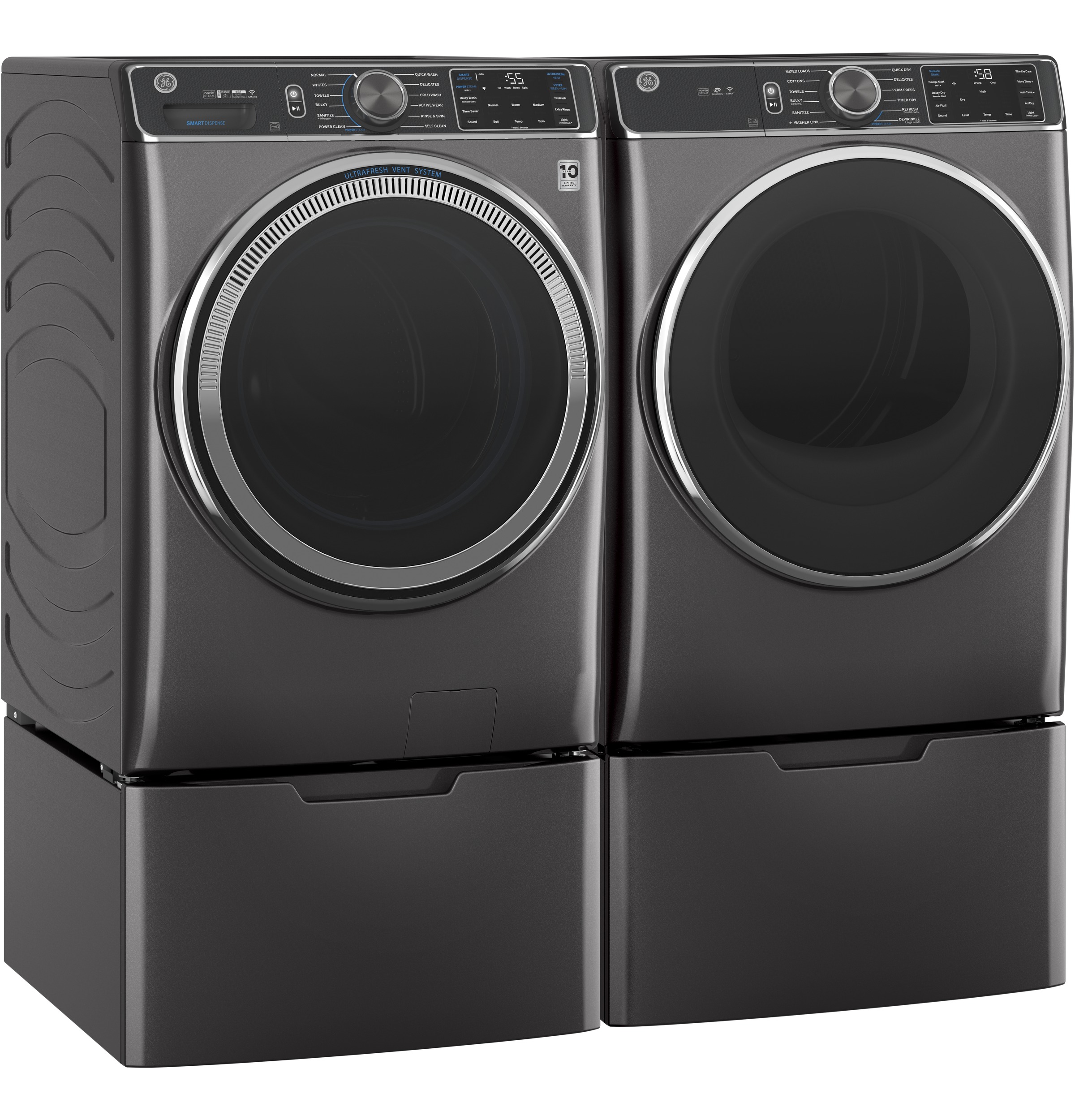 GE GFD85ESPNDG GE® 7.8 cu. ft. Capacity Smart Front Load Electric