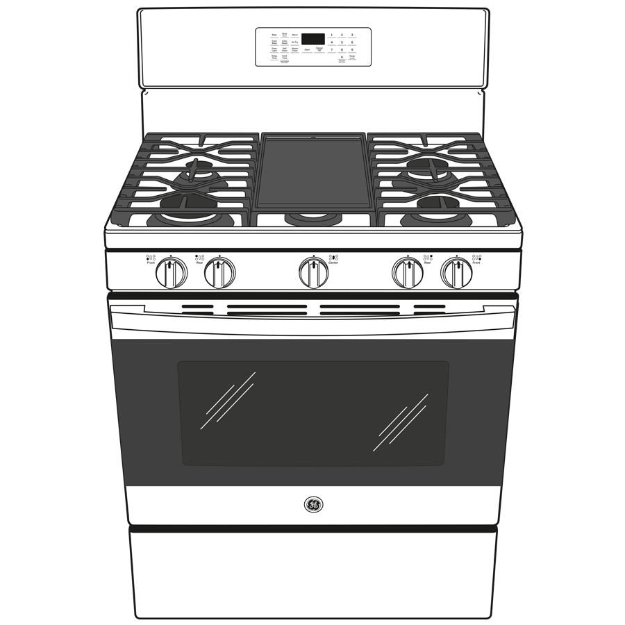 GE JGB735DPWW GE® 30" FreeStanding Gas Convection Range with No