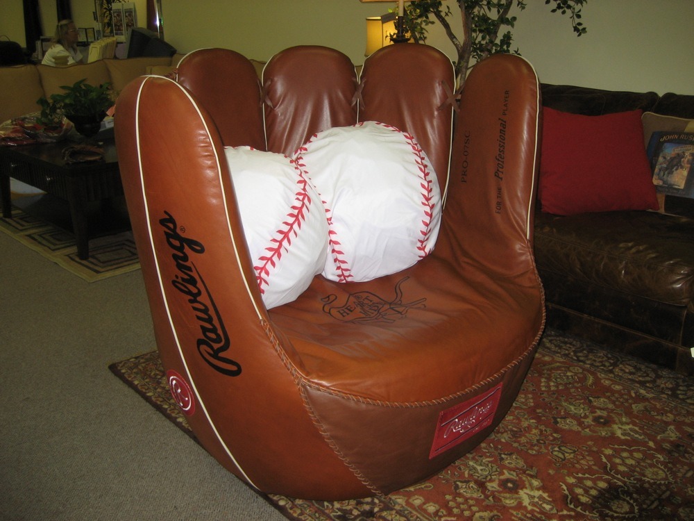 Baseball glove chair Estate Sale by Curt Schilling