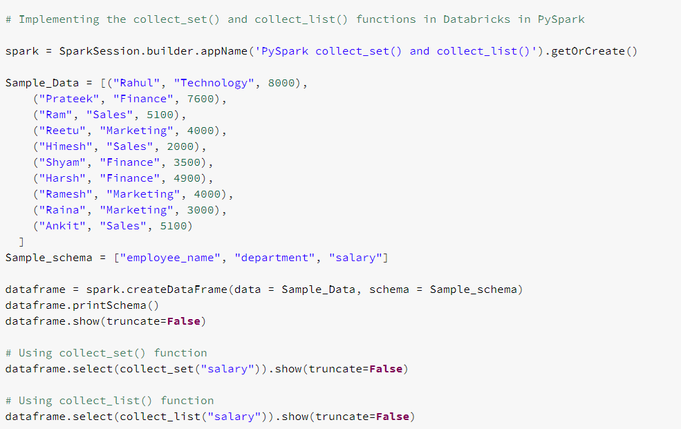 Collect set pyspark Pyspark collect set Projectpro