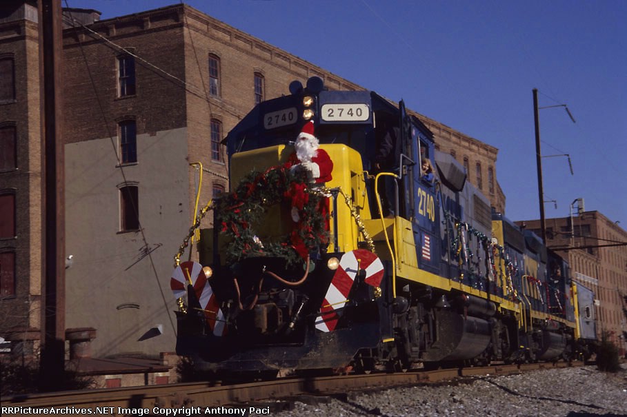 The 2003 Conrail Browns Yard Santa Train passing the old Helmetta