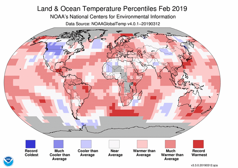 February 2019 Earth's 5th Warmest February on Record
