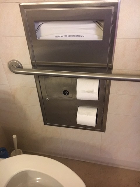 Bobrick B357 Seat Cover & Toilet Tissue Dispenser with Napkin Disposal