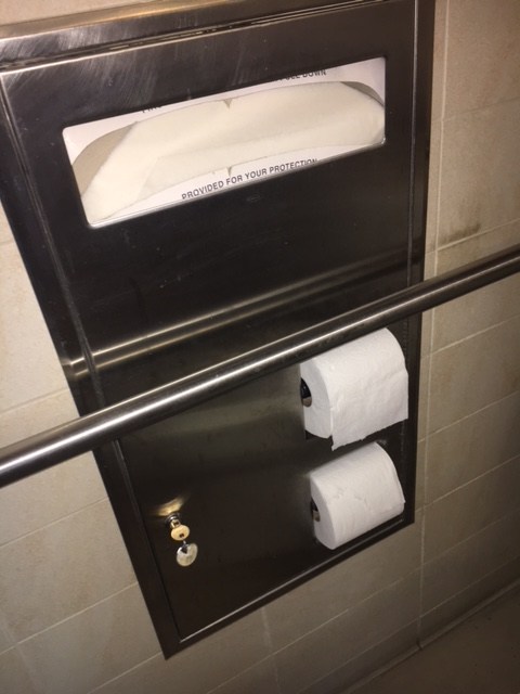 Bobrick B357 Seat Cover & Toilet Tissue Dispenser with Napkin Disposal