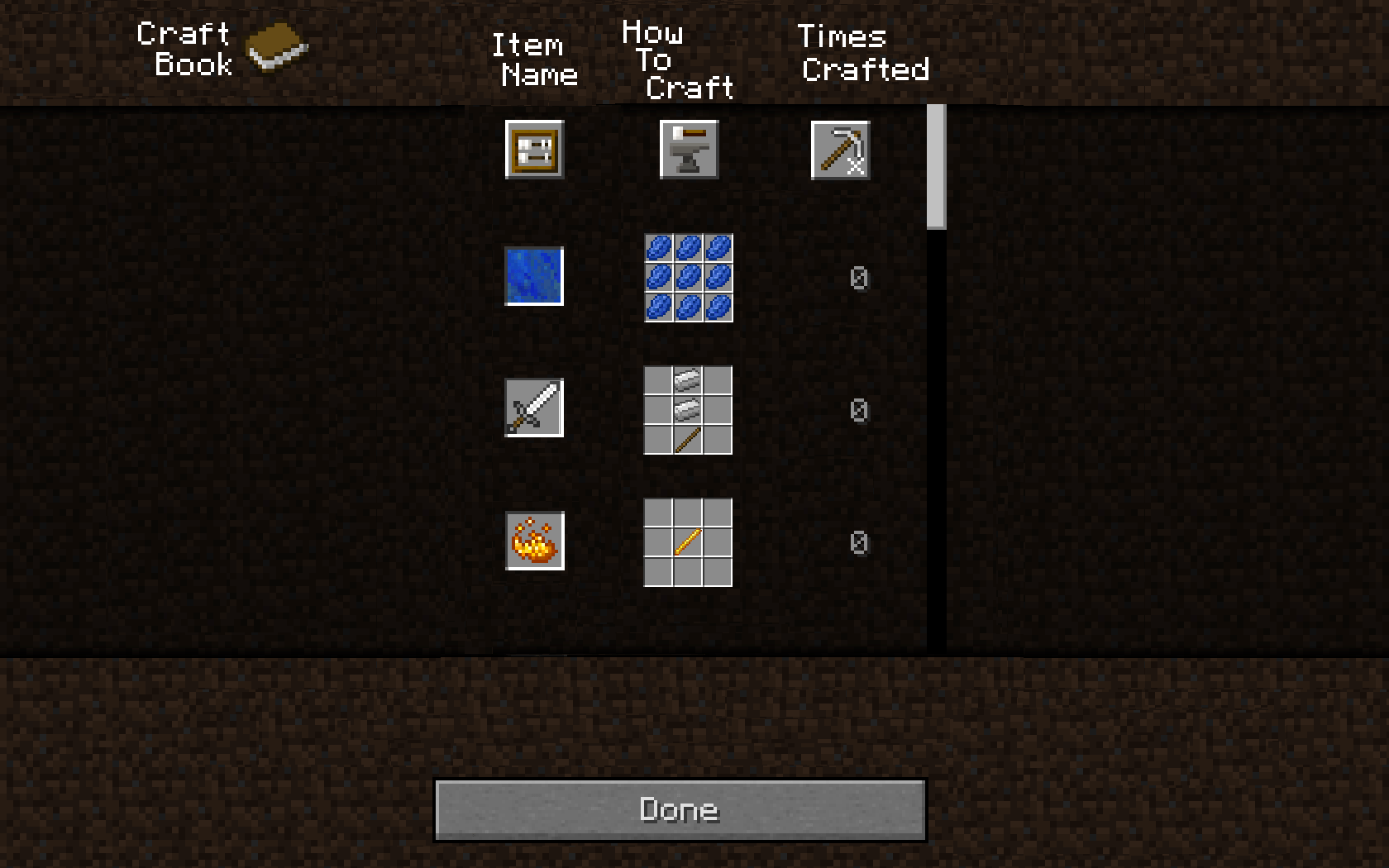 Minecraft Recipe Book