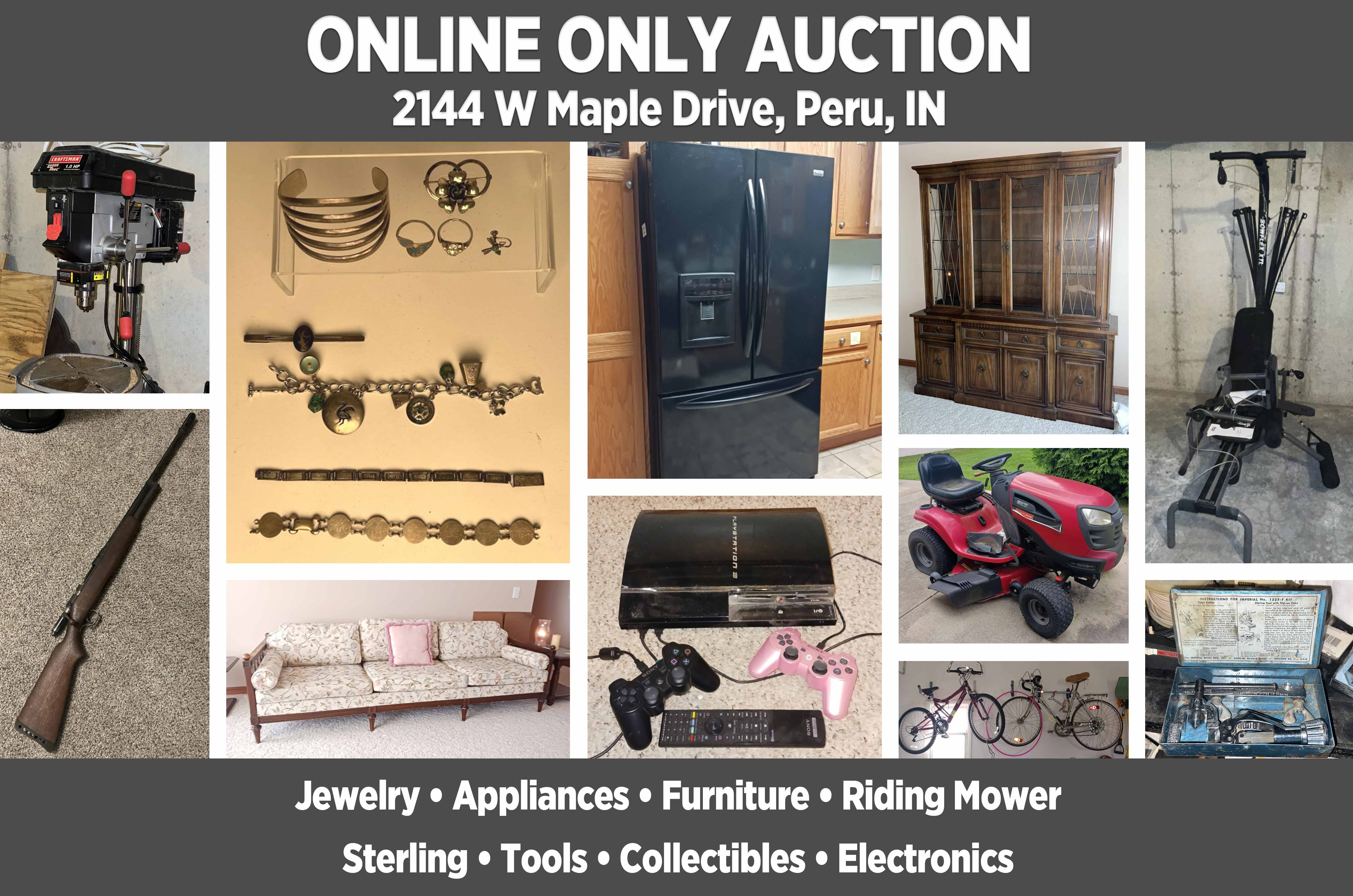 ONLINE ONLY Personal Property Auction in Peru, IN Pickup Aug. 15