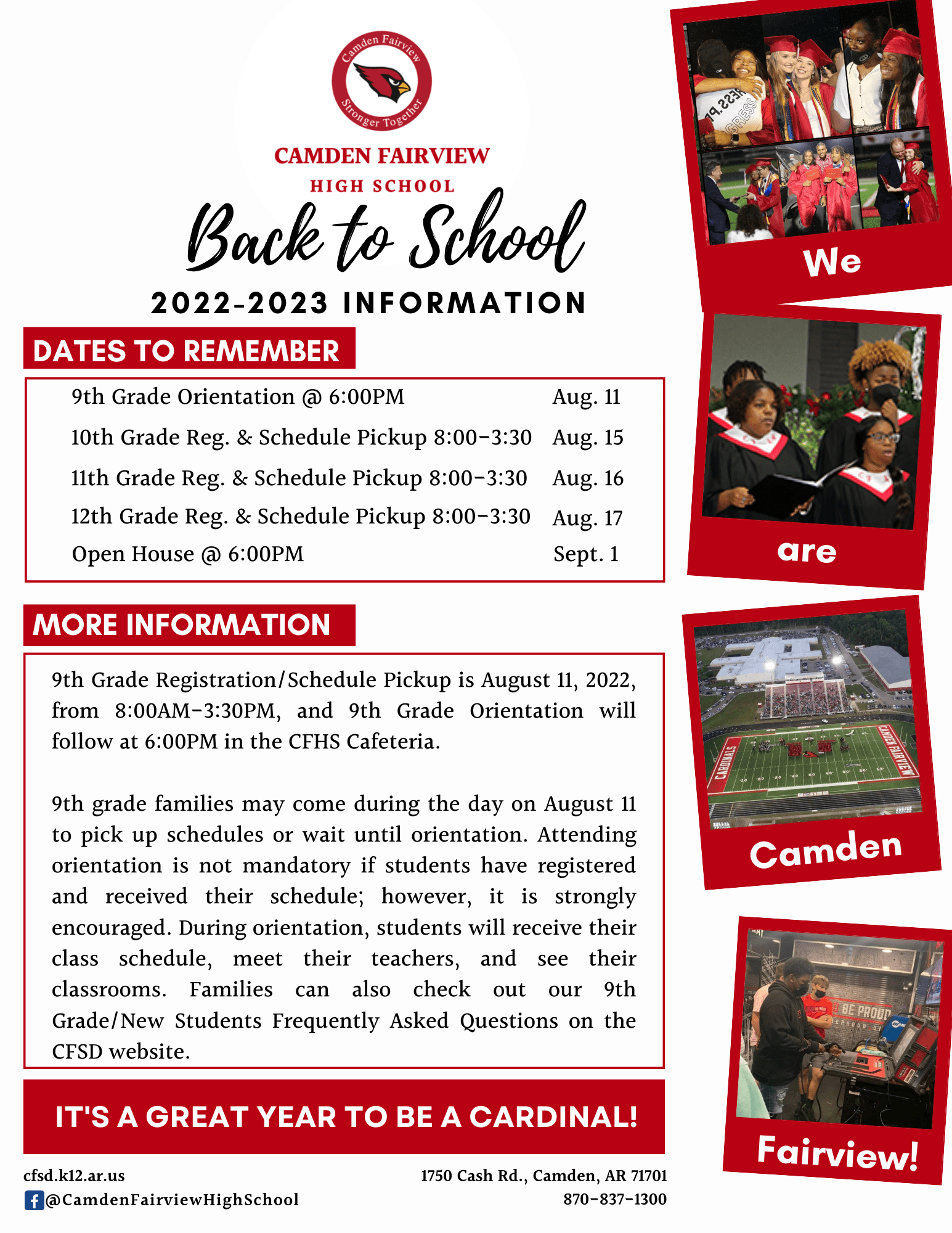 CAMDEN FAIRVIEW SCHOOL DISTRICT CFHS Registration and FAQ