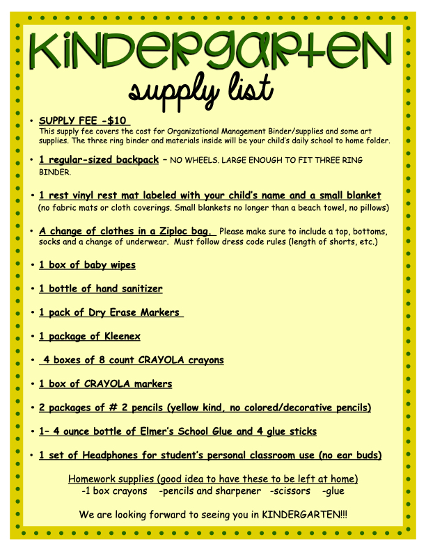 Castor High School School Supply List 20212022