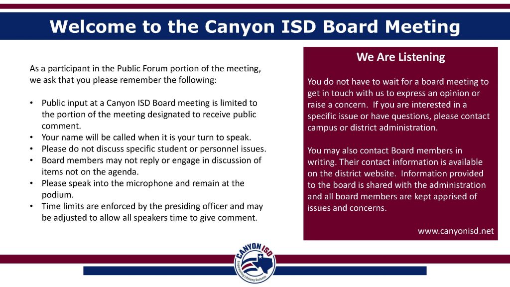 Canyon ISD Public Comments