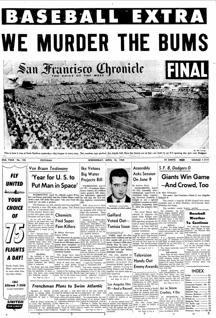 Are these the 6 greatest SF Chronicle front pages of all time? Datebook