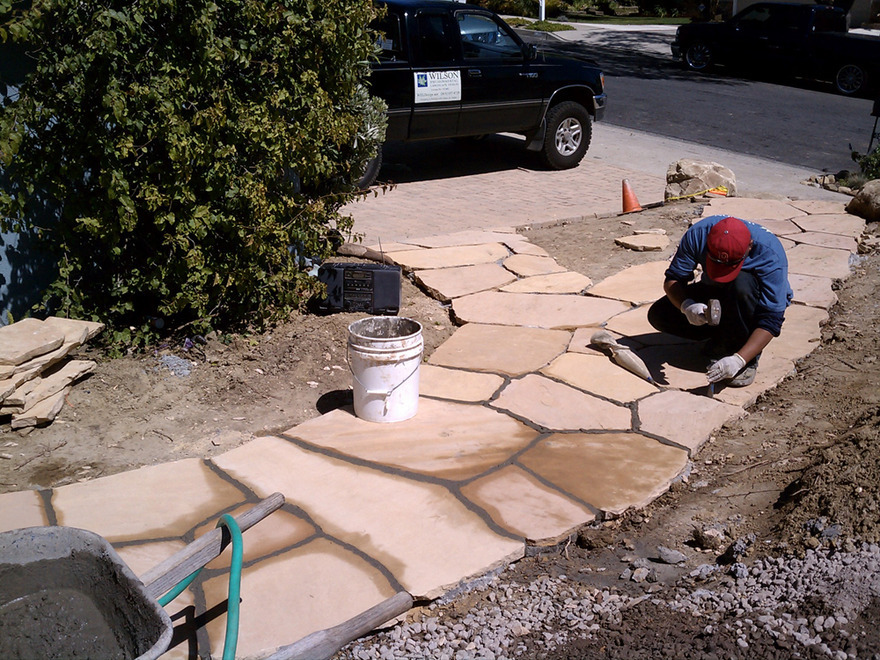 Flagstone Installation Grouting Joints