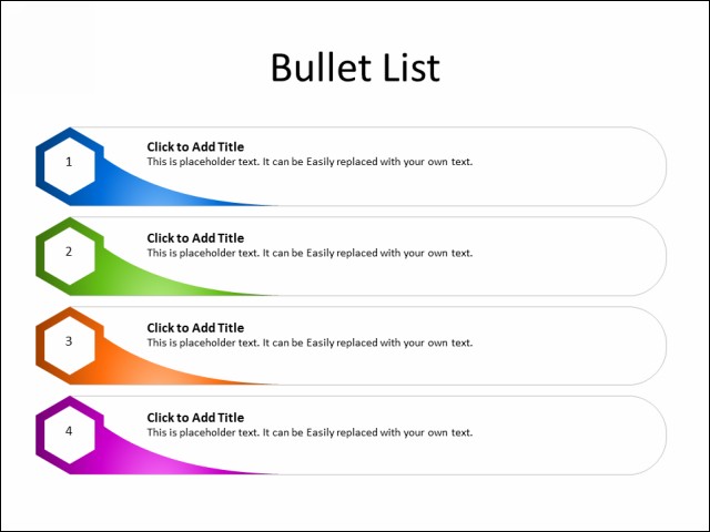 PPT SlideBullet List 4 Bullets Multicolor