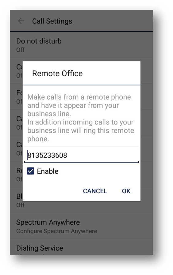Anywhere Connect Android Phone and Tablet Call Settings Charter