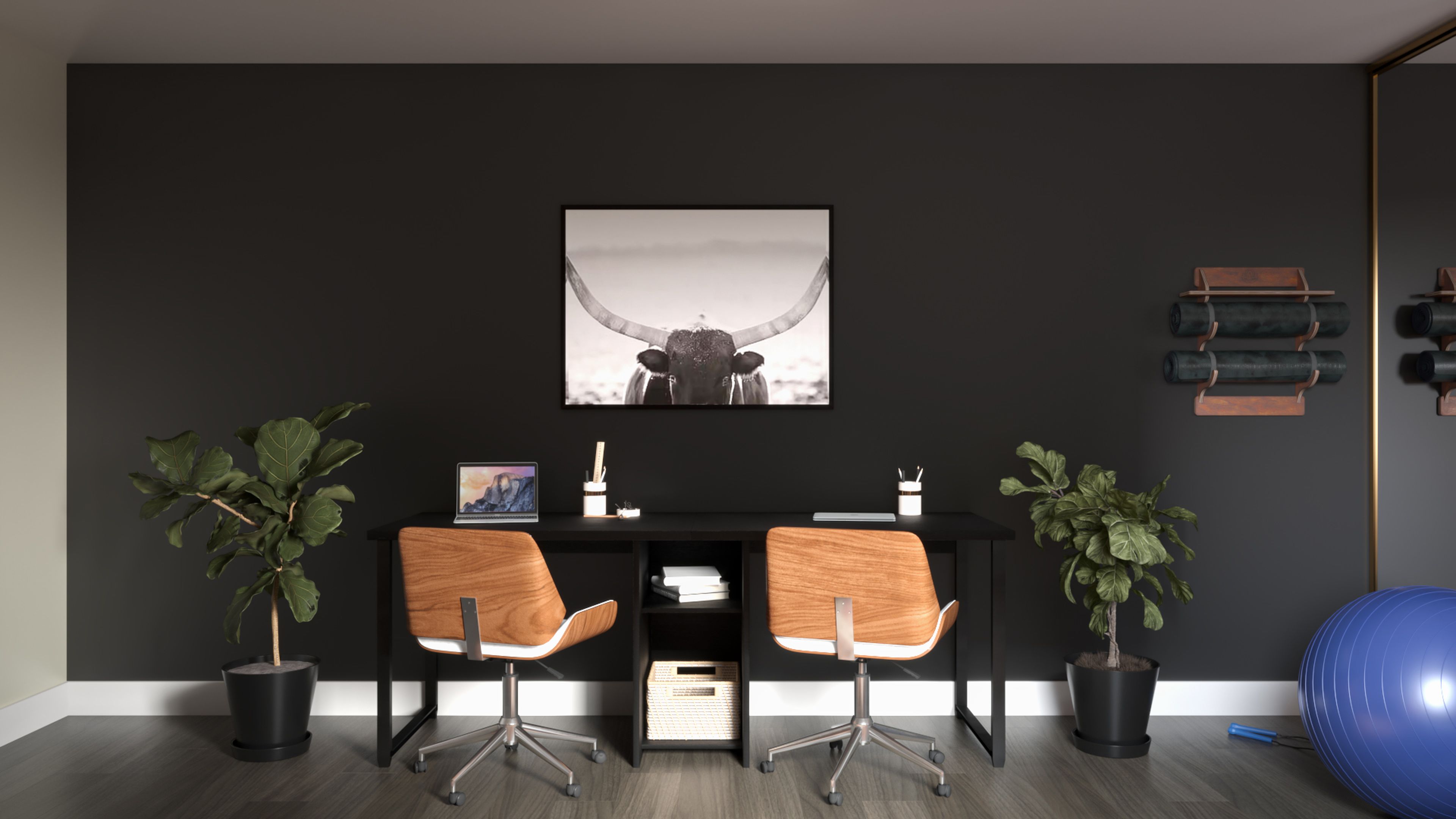 Industrial, Midcentury Modern Office Design by Havenly Interior