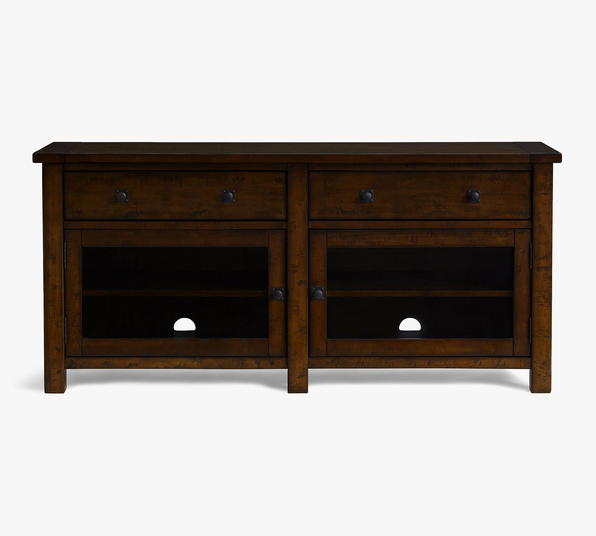 Benchwright 65" Media Console, Rustic Mahogany Pottery Barn Havenly