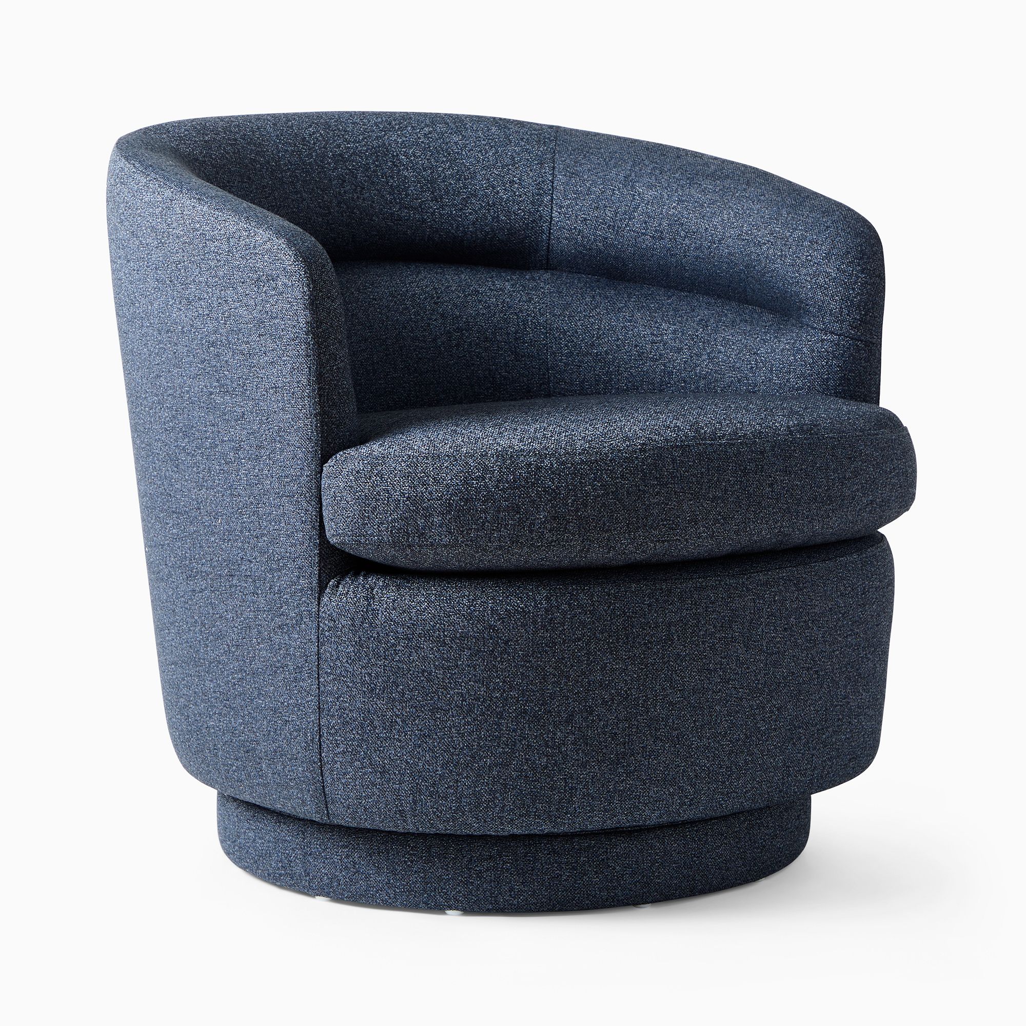 Viv Swivel Chair, Poly, Chenille Tweed, Midnight West Elm Havenly