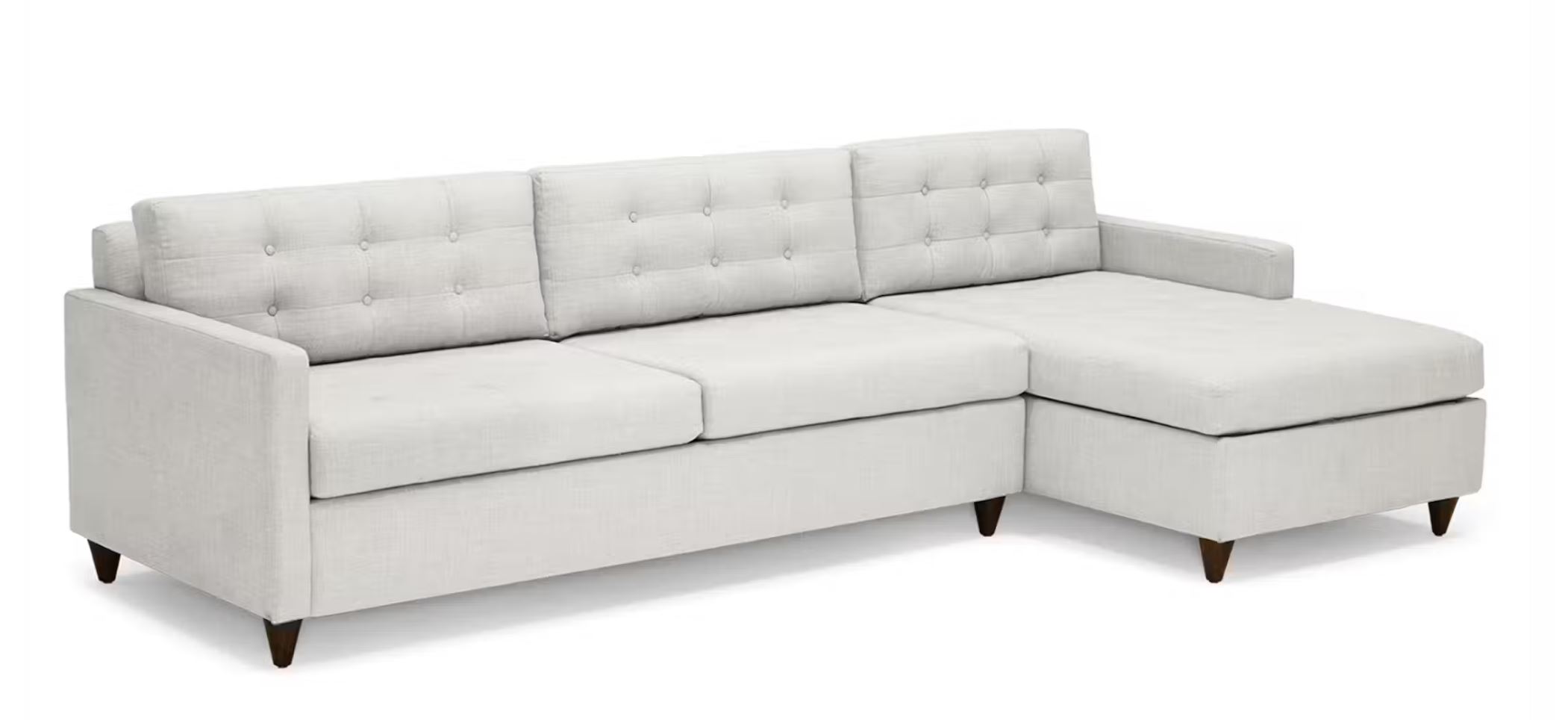 White Eliot Mid Century Modern Sleeper Sectional with Storage Sunbrella Loft White Mocha