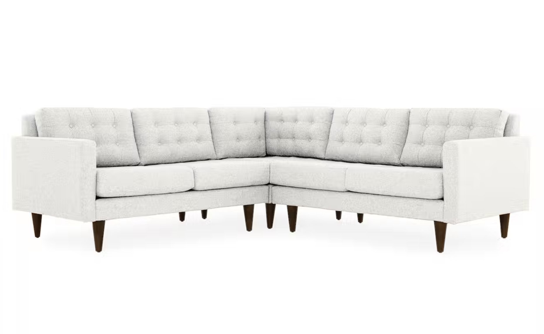 White Eliot Mid Century Modern Apartment Corner Sectional Sunbrella Loft White Mocha