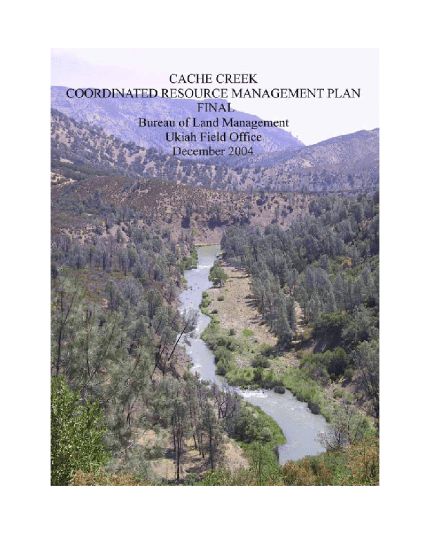 Cache Creek Coordinated Resource Management Plan [CRMP] Final