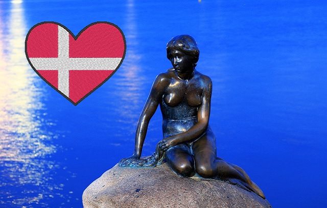 Herzflagge Dänemark stickeck