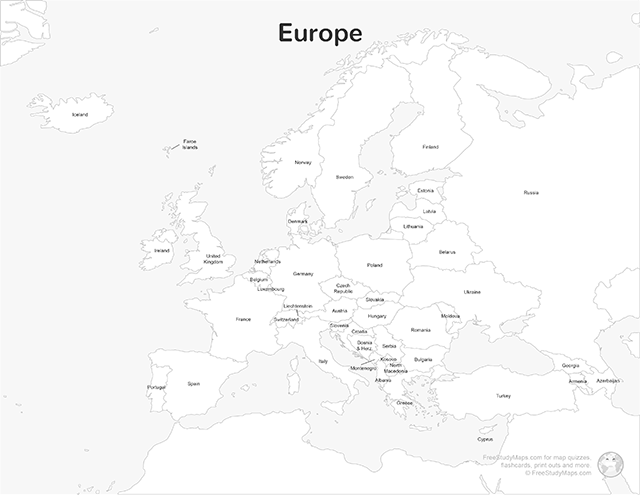 Printable Map Of Europe Labeled