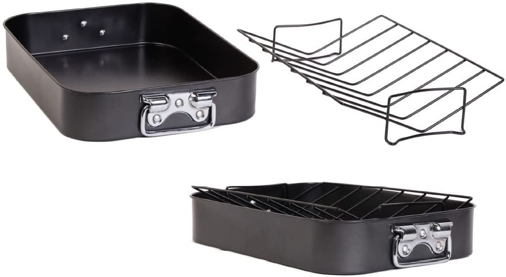 Carbon Steel Nonstick Roasting Roaster Pan With V Shape Rack Tanga
