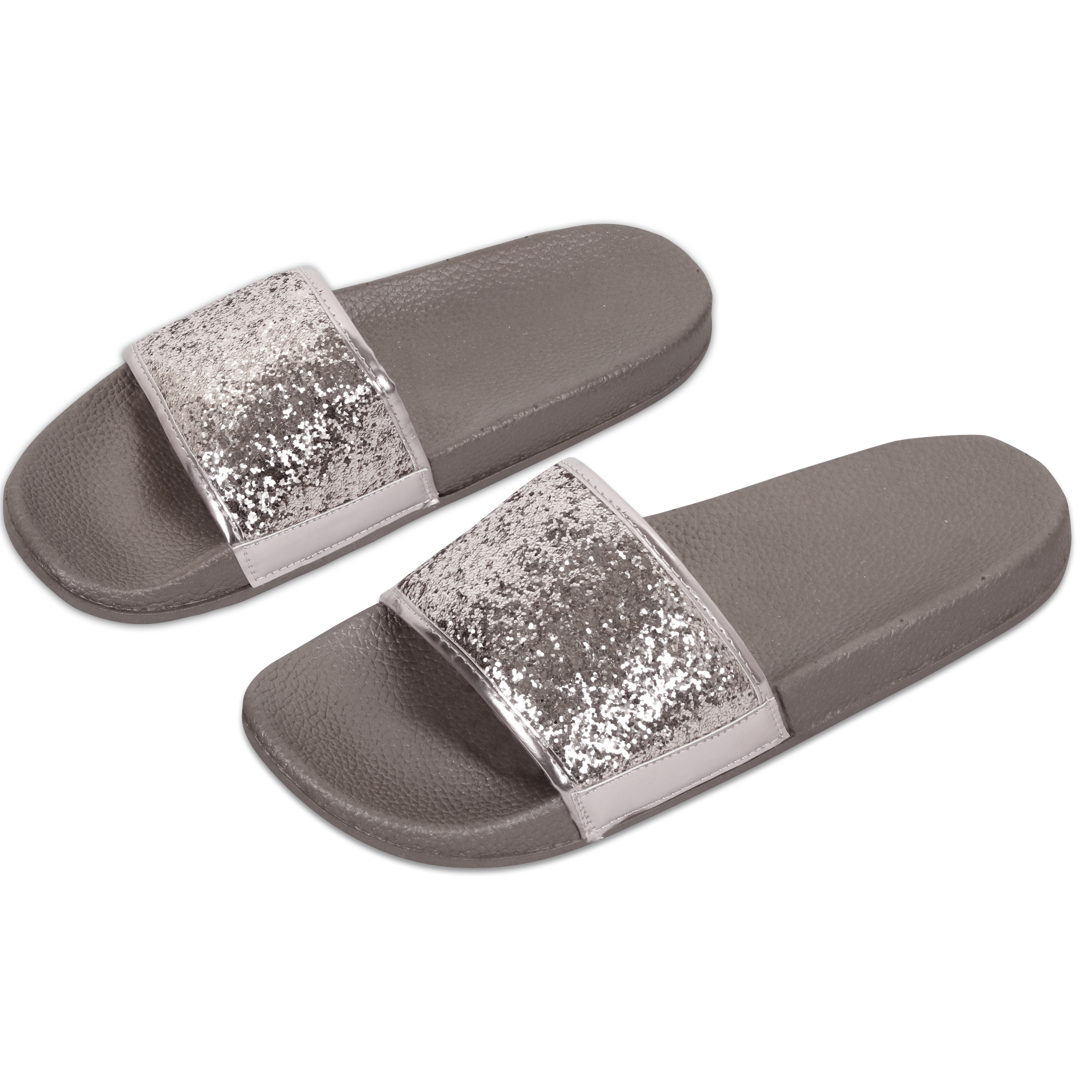 Women's Shiny Metallic Slide Sandals BelleChic