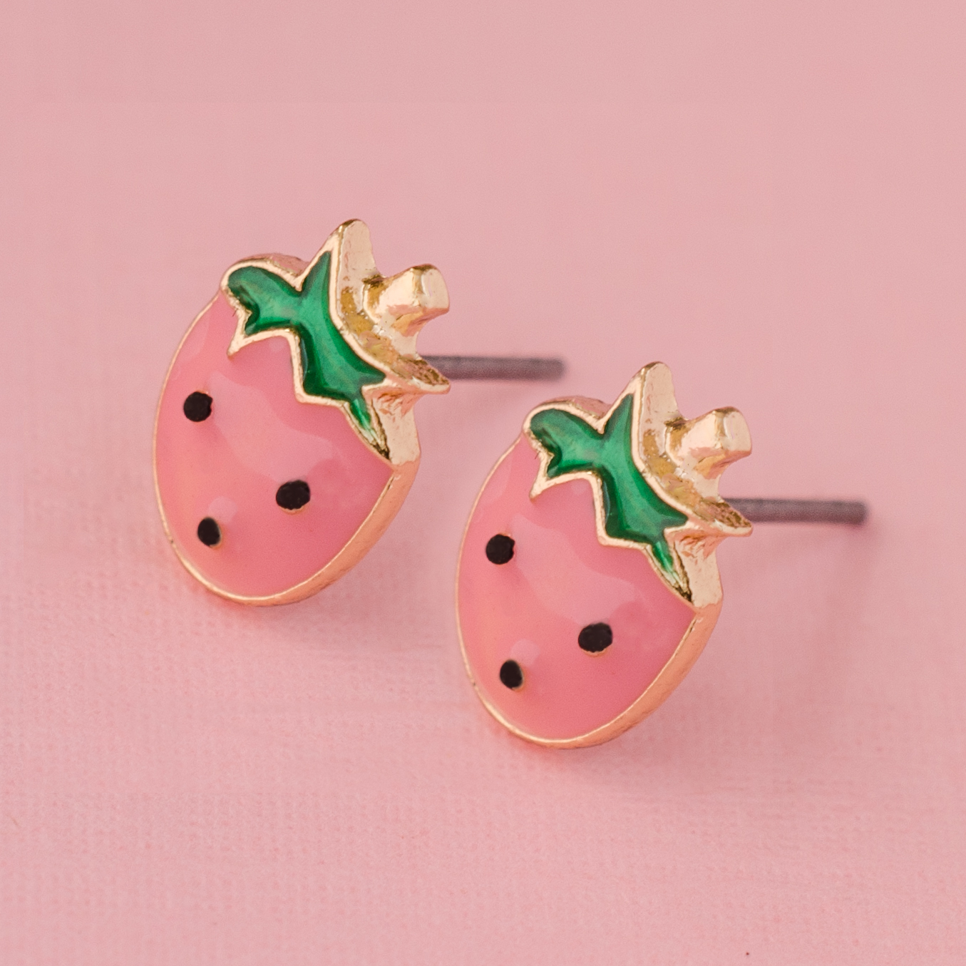 Enamel Strawberry Stud Earrings BelleChic