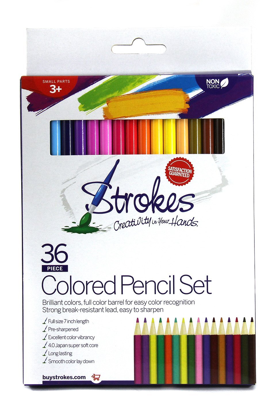 36Piece Strokes Art Supplies Premium 4.0mm Soft Core Colored Pencils
