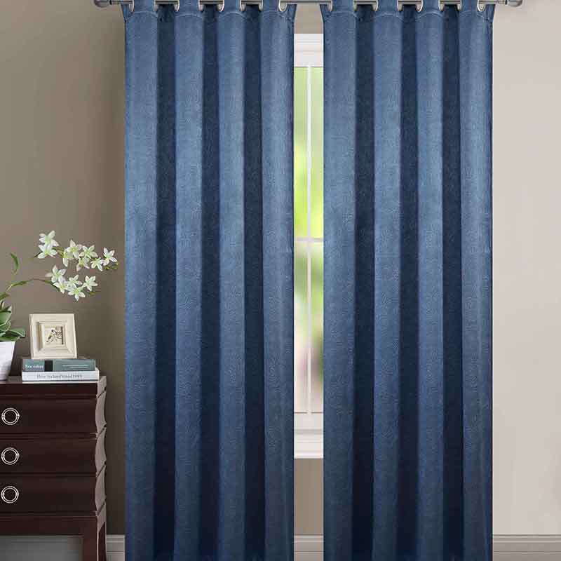 Extra Wide 110" X 84" Heavy Blackout Velvet Embossed Curtain Panel Pair Tanga