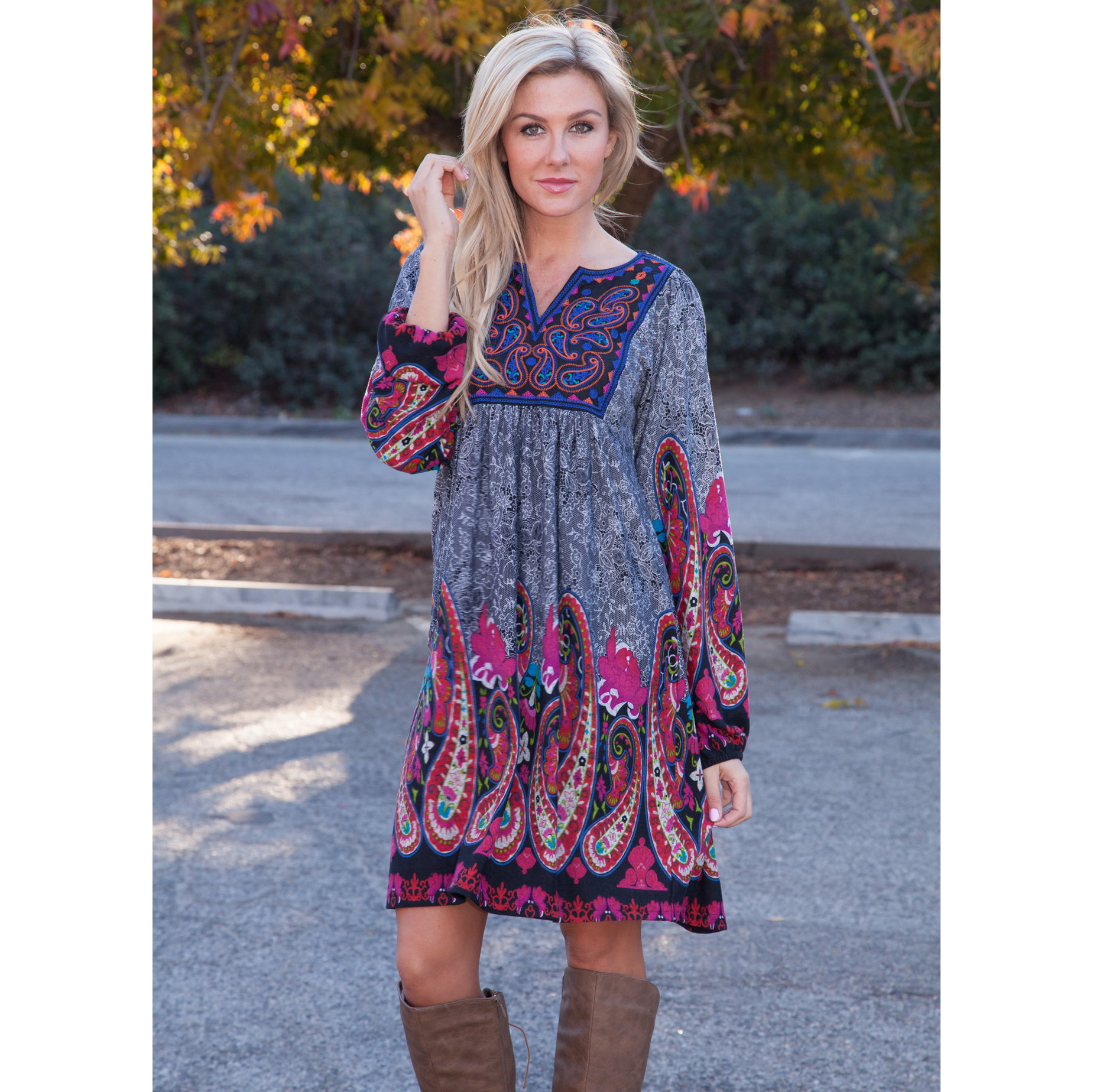 Apolline Embroidered Boho Tunic Dress BelleChic