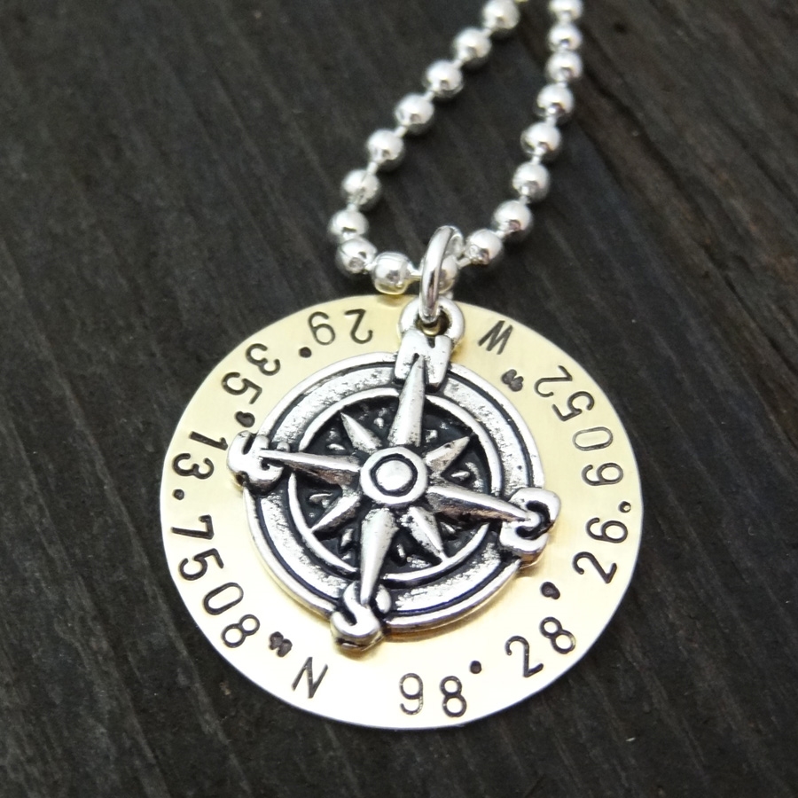 Personalized Coordinates Compass Necklace BelleChic