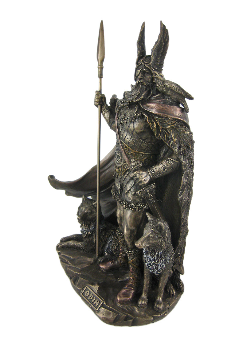 Norse God Odin Bronze Finish Statue Viking Pagan Statues Tanga