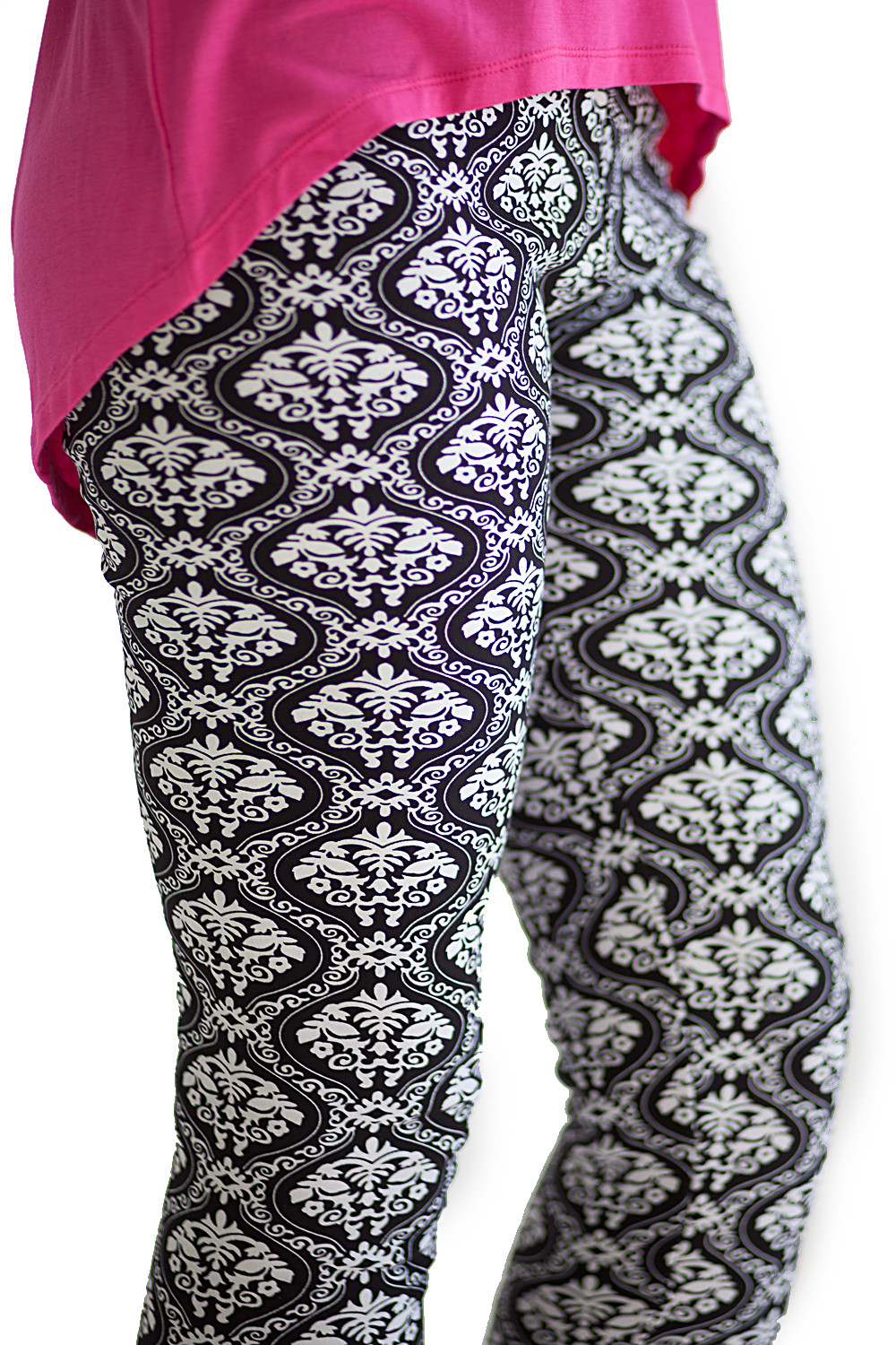 Faux Fur Lined Mystic Damask Leggings BelleChic