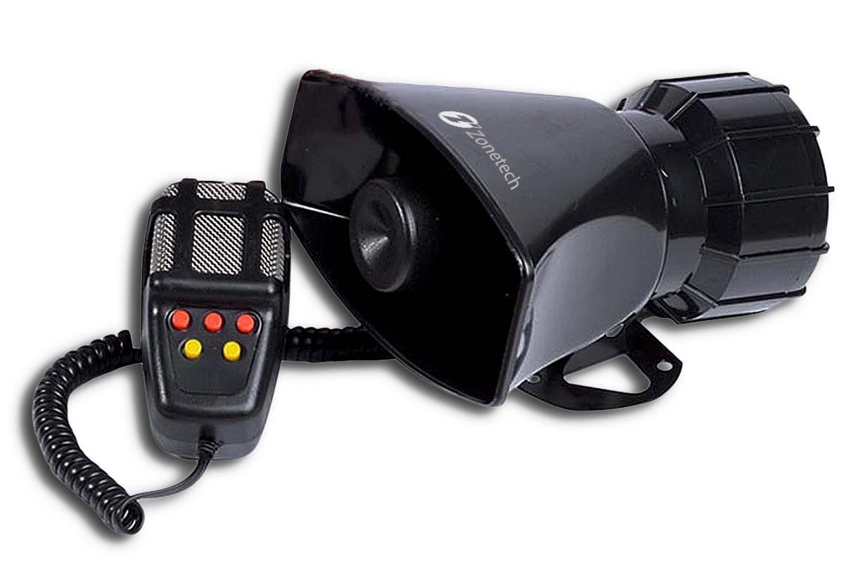 Zone Tech 80W 7 Tone Sound Car Police Siren Horn With Mic PA Speaker