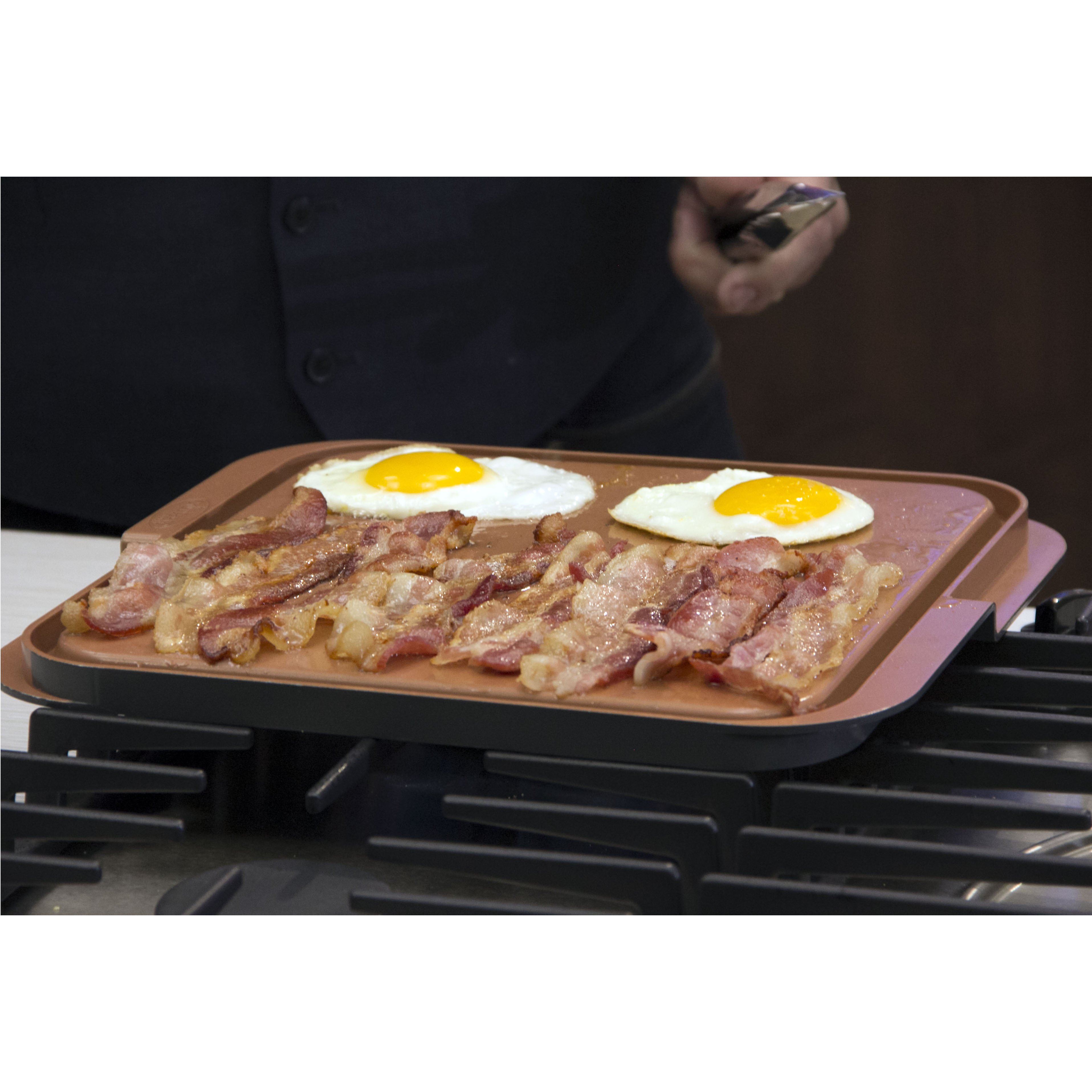 Gotham Steel Nonstick Copper Double Grill and Griddle As Seen On TV
