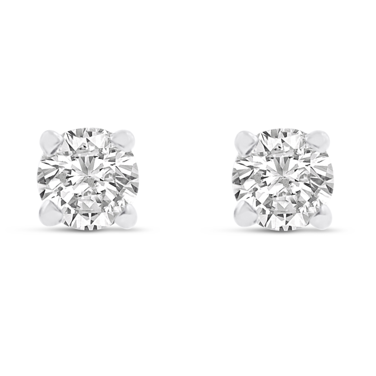 14k White Gold 1/4 Carat Genuine Diamond Stud Earrings Tanga