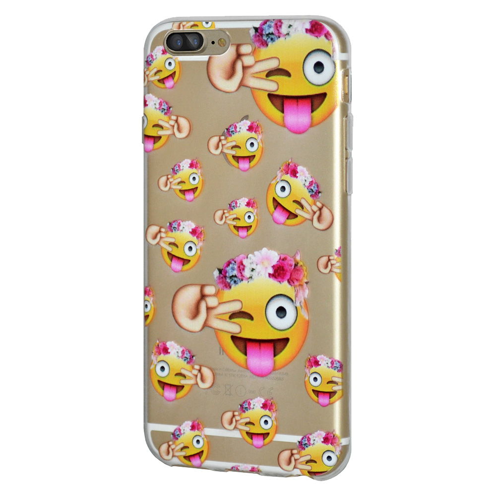 Soft Gel Graphic Emoji TPU Skin Case for iPhone 7 Plus Winking Eye Face BelleChic