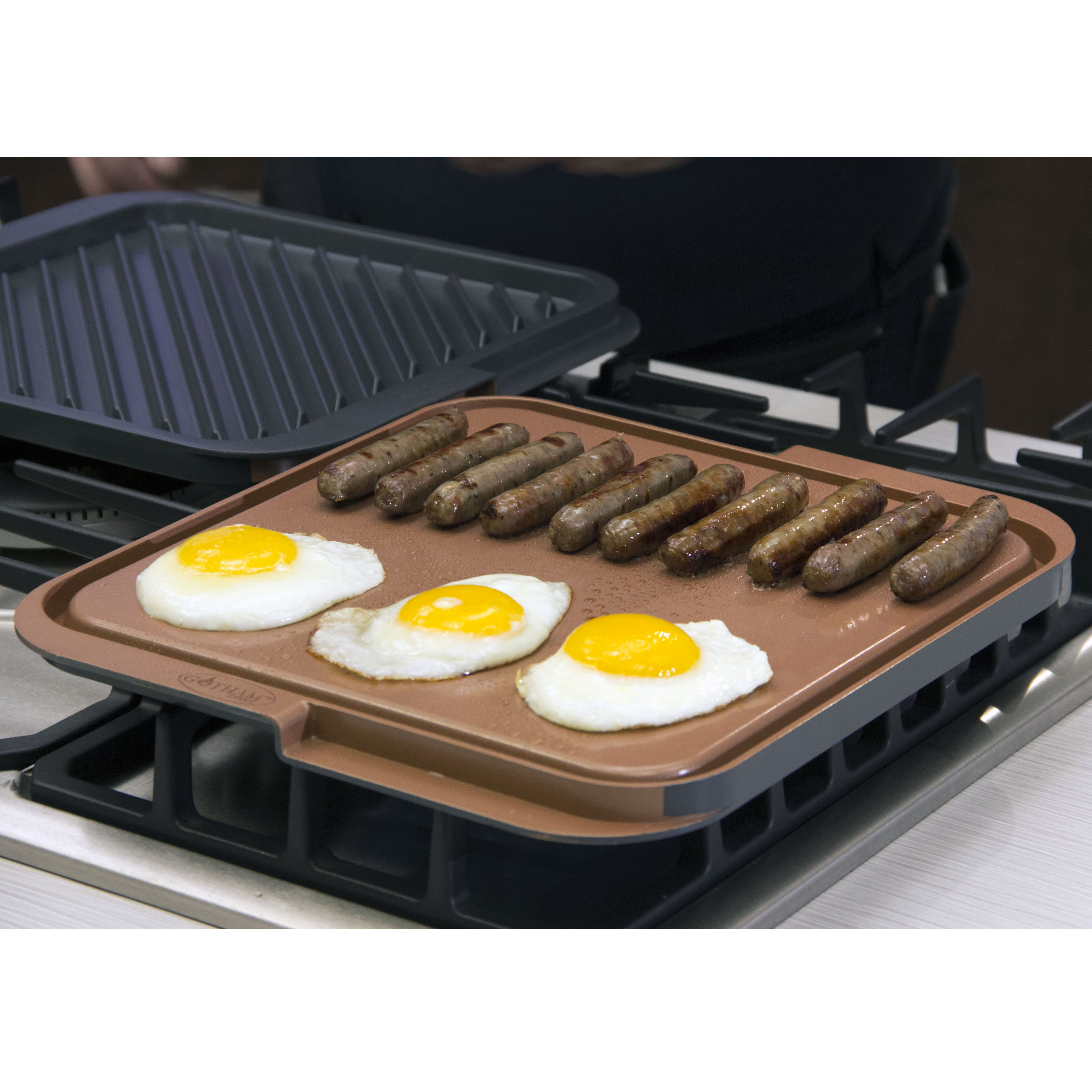 Gotham Steel Nonstick Copper Double Grill and Griddle As Seen On TV