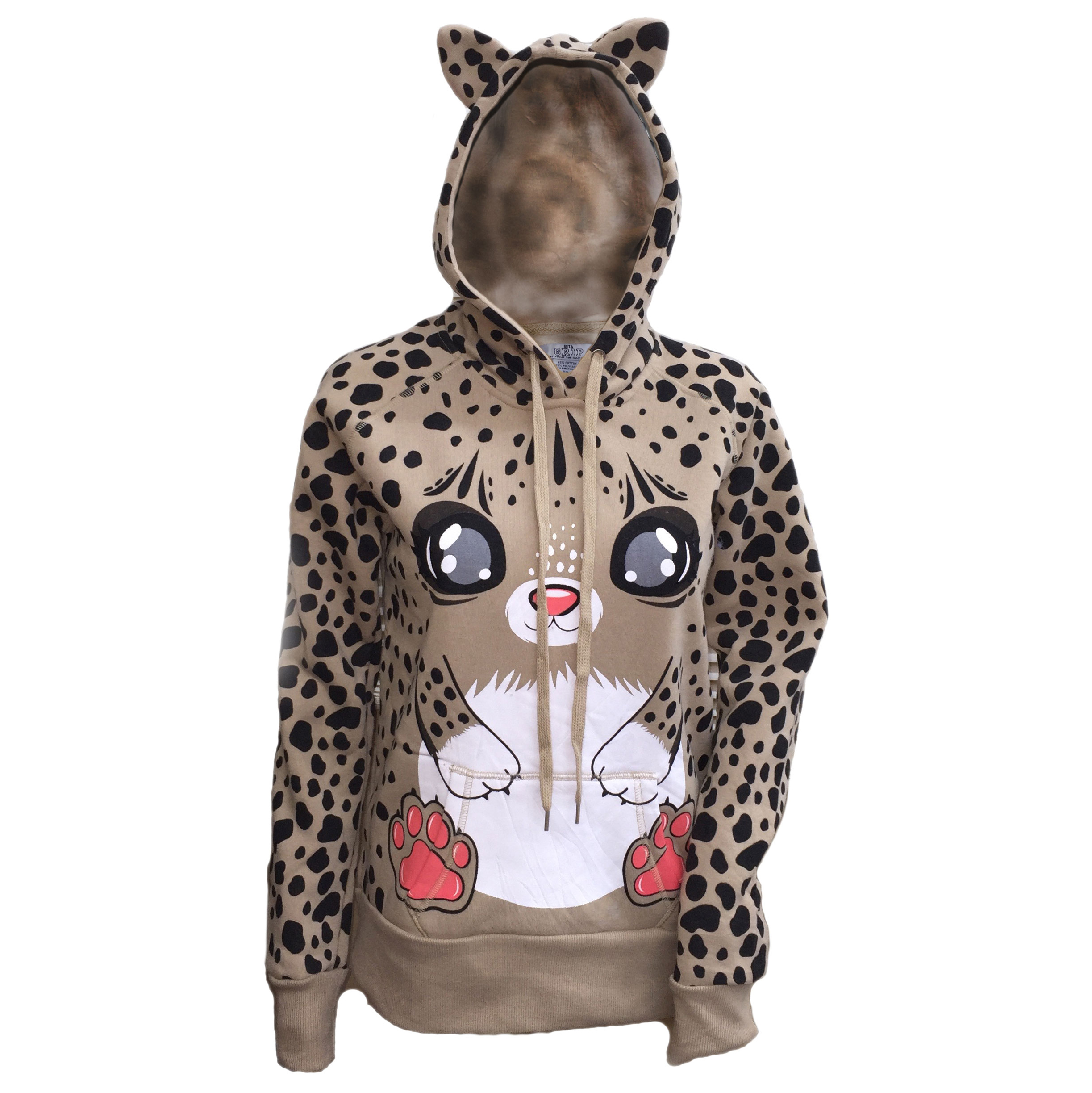 Women's Animal Graphic ZipUp Hooded Sweatshirt with Cat Ears Tanga
