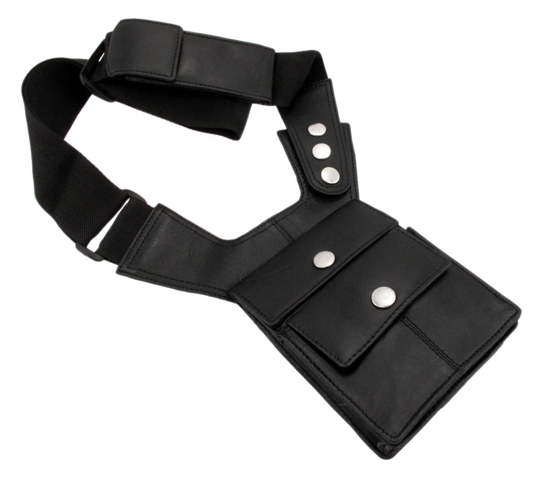 Napa Leather Black Shoulder Holster Travel Wallet Mens Cross Body Bags