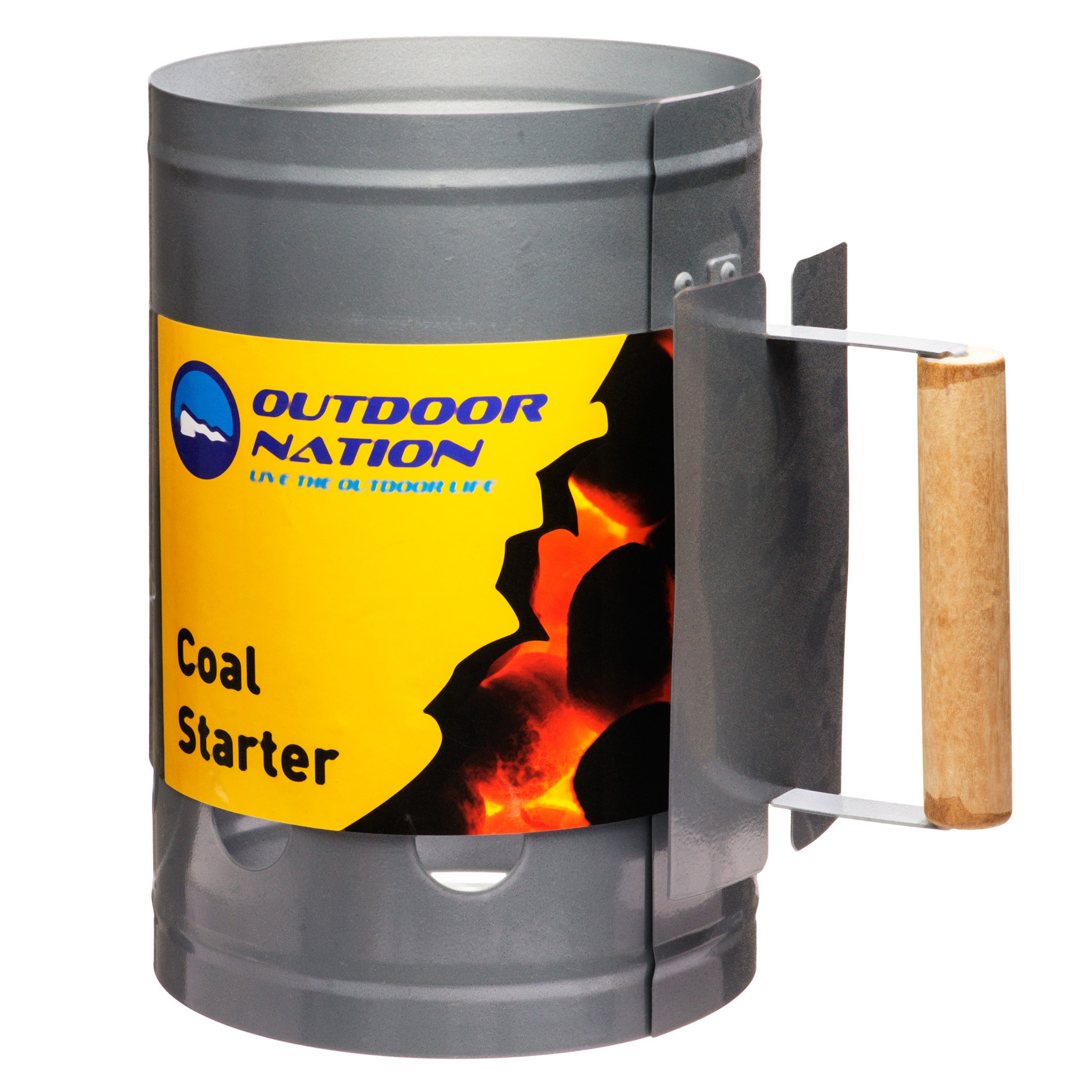 Outdoor Nation Chimney Charcoal Starter with Wooden Handle Tanga