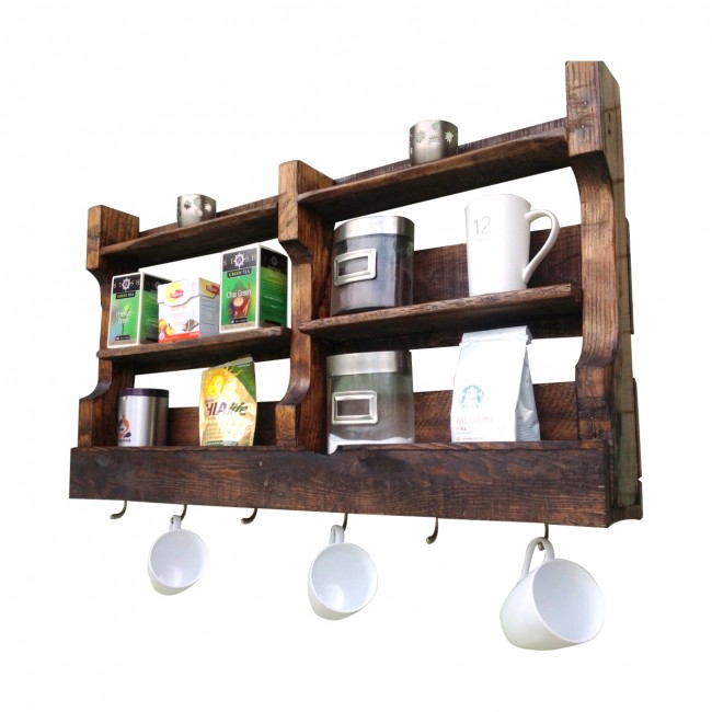 Reclaimed Wood Coffee & Tea Shelf BelleChic