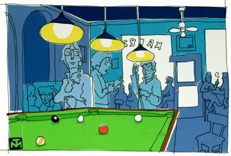 Stock Illustration - Men Playing Pool