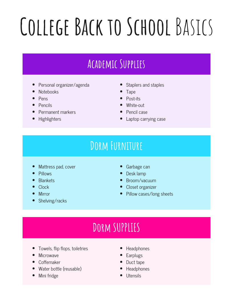 Simple School Shopping List Template