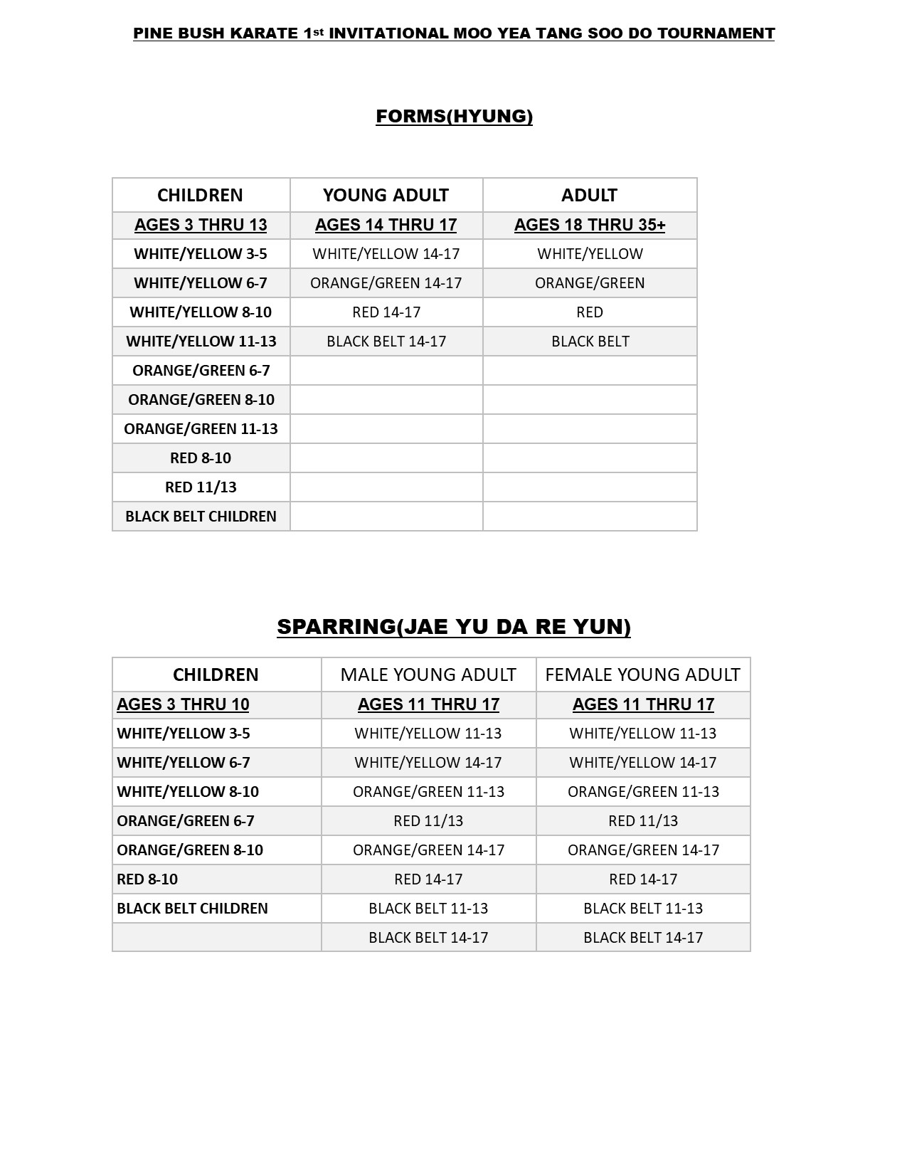 Pine Bush Karate Moo Yea Tang Soo Do 1st Invitational Tournament