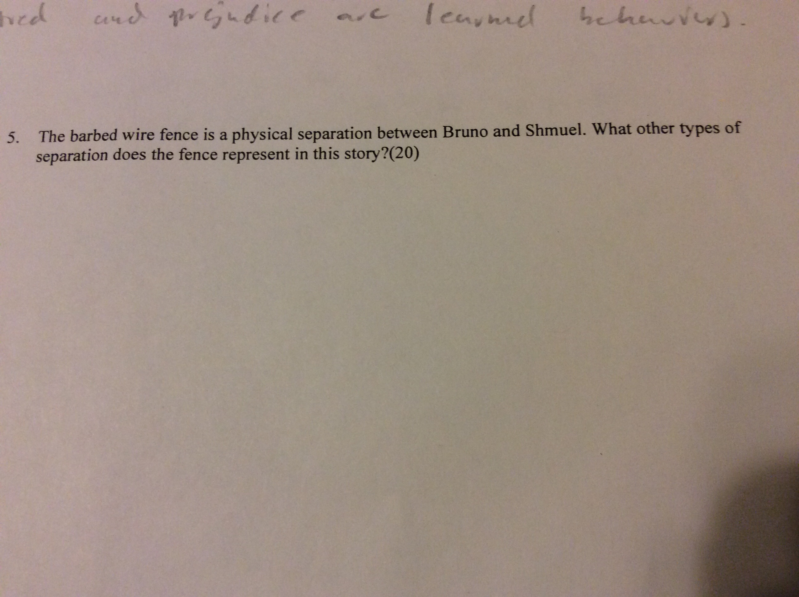 The barbed wire fence is a physical separation between Bruno and Shmuel