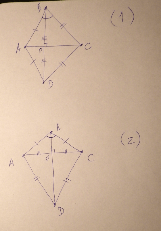 Construct a kite ABCD, where AC is 6.4 cm, BD is 11.6 cm