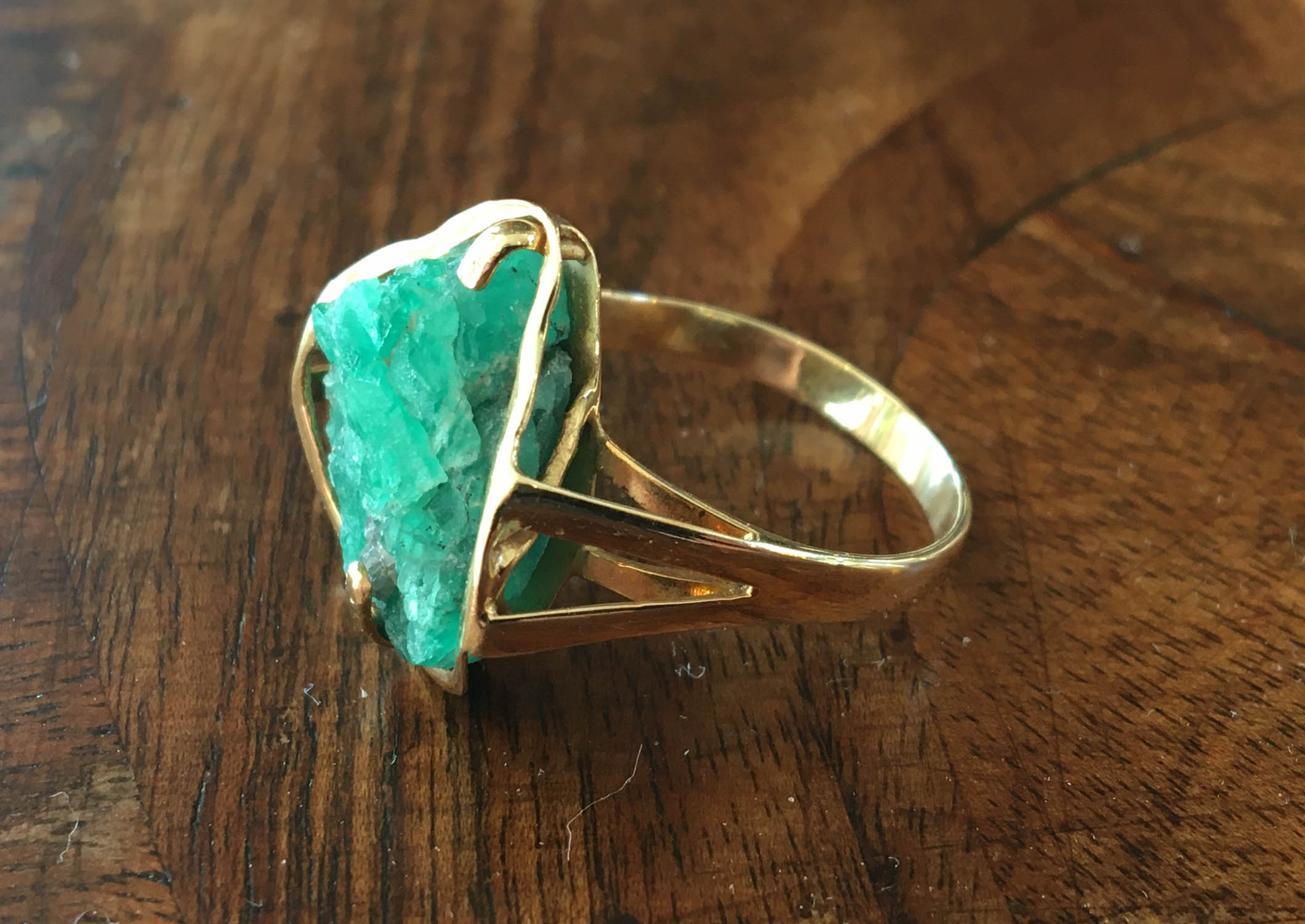 18k Yellow Gold Raw Emerald Ring Size 7.75 eBay