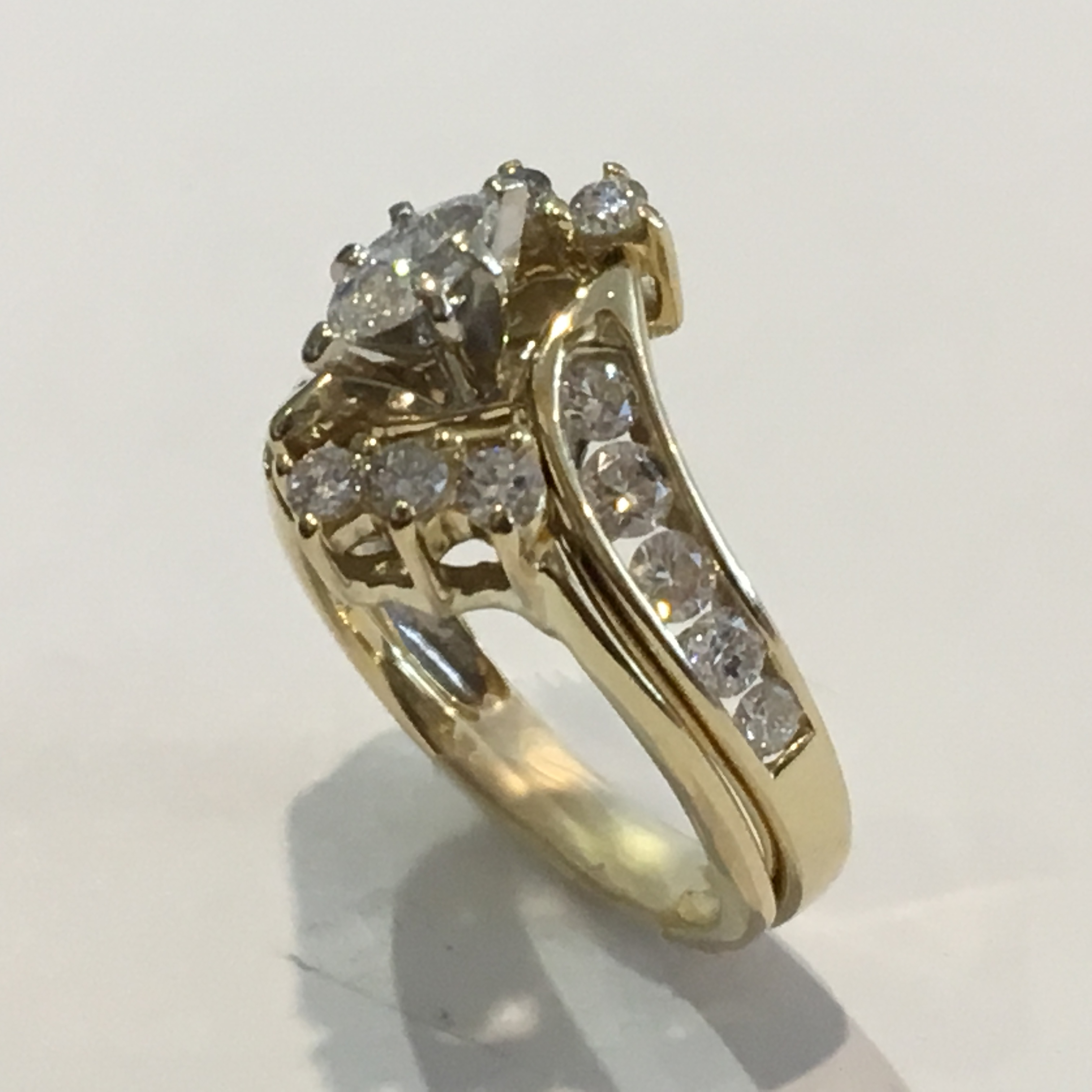 14k Yellow Gold Women's Engagement Ring Set 1.00ct G Color Si Clarity